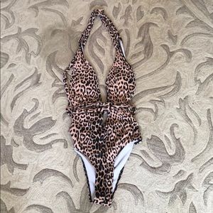 Shein strappy leopard one piece